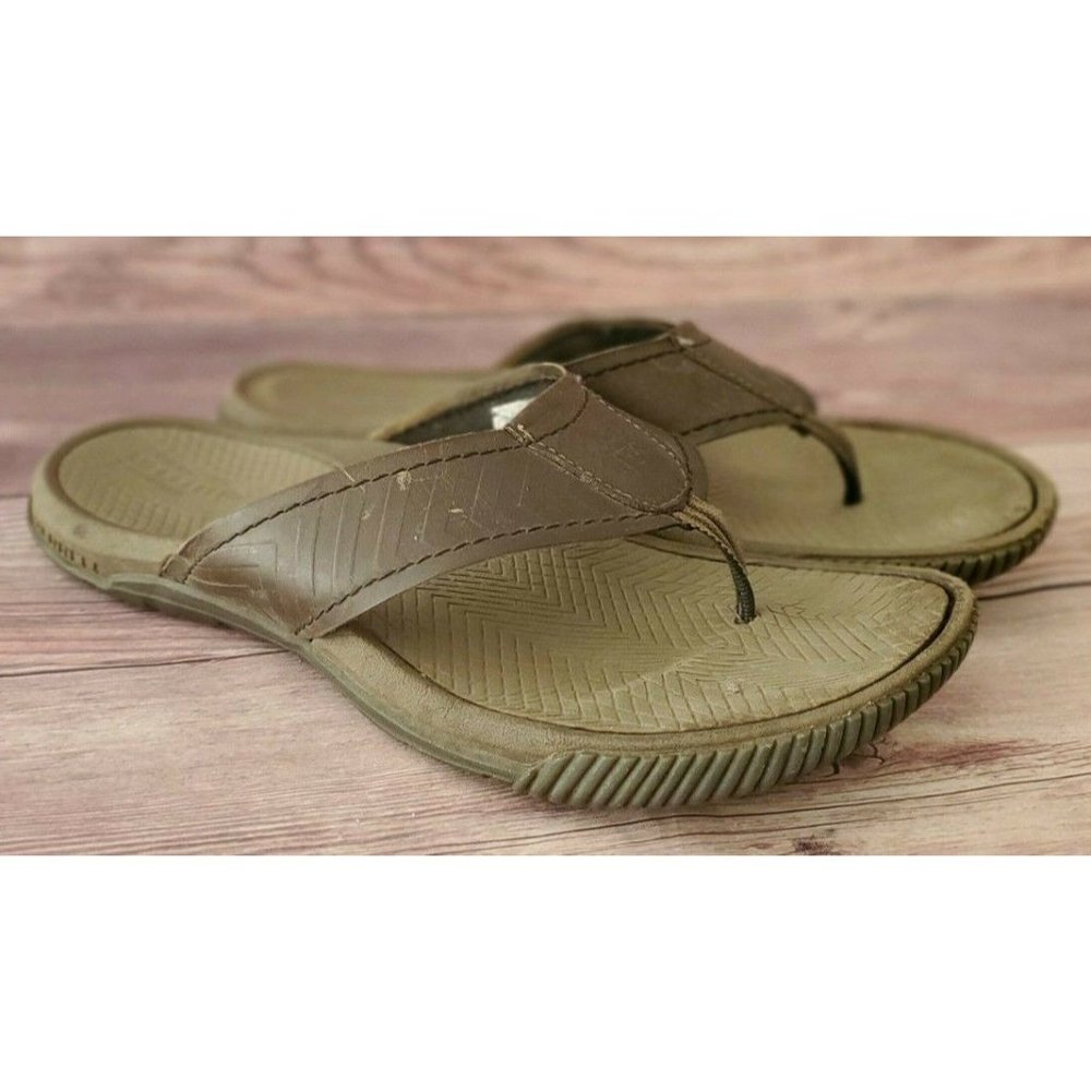 Merrell Mens Brown Leather Thong Sandals